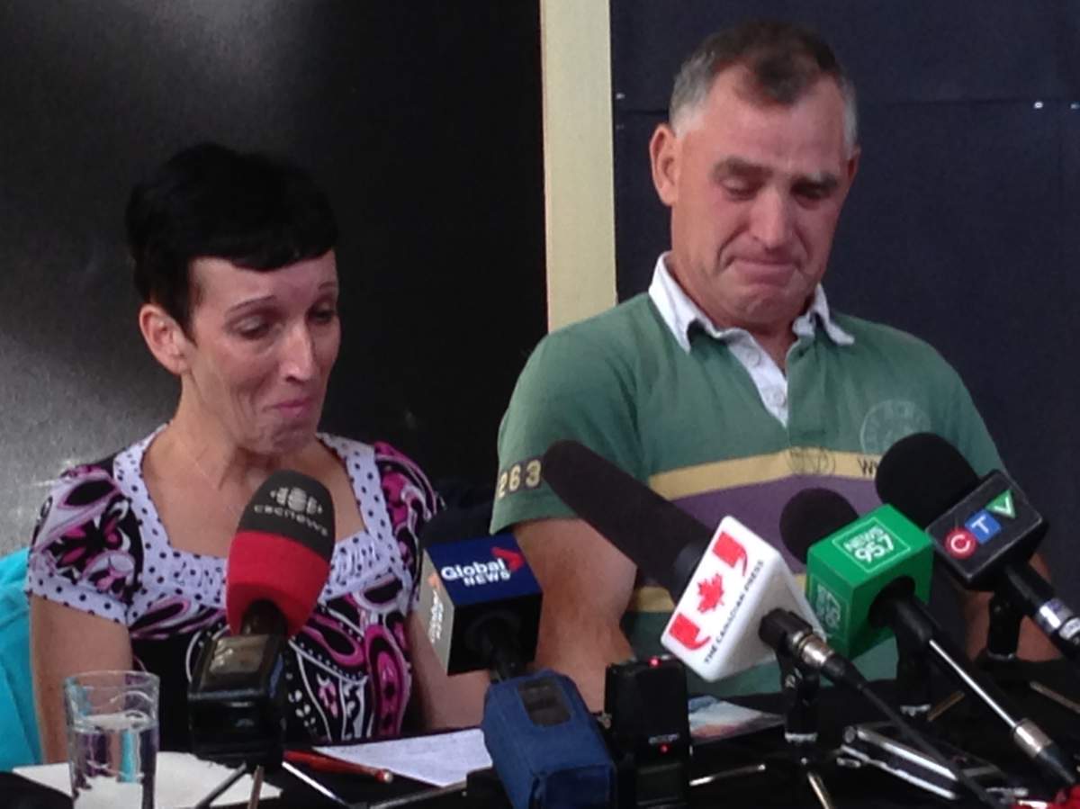 Darrell & Brenda Webb break down in tears as they speak to members of the media, trying to raise awareness about their missing son.