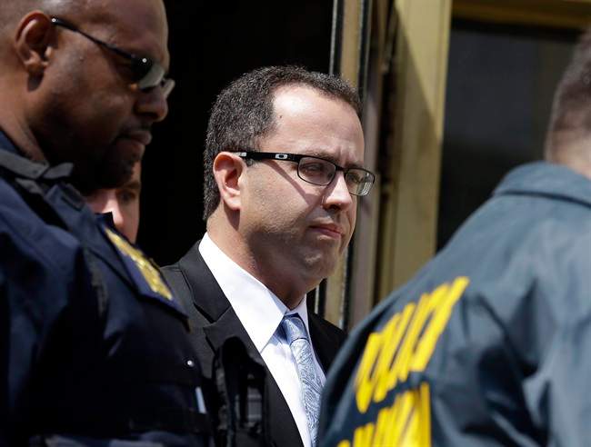  In this Aug. 19, 2015 file photo Former Subway restaurant spokesman Jared Fogle leaves the Federal Courthouse in Indianapolis following a hearing on child-pornography charges. 