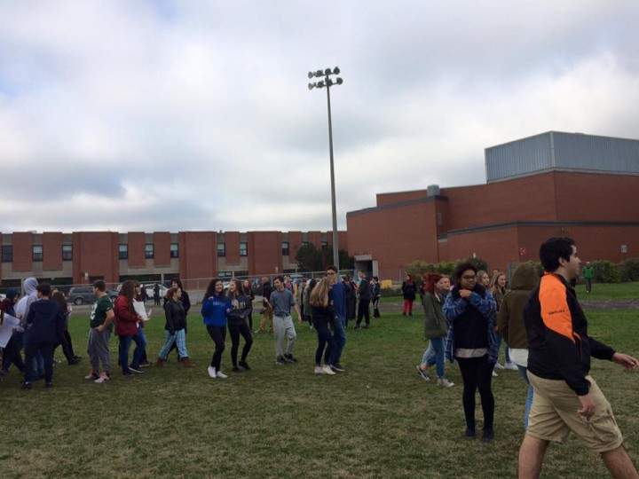 Students at John Rennie High School protest cuts to education, Wednesday, October 7, 2015.