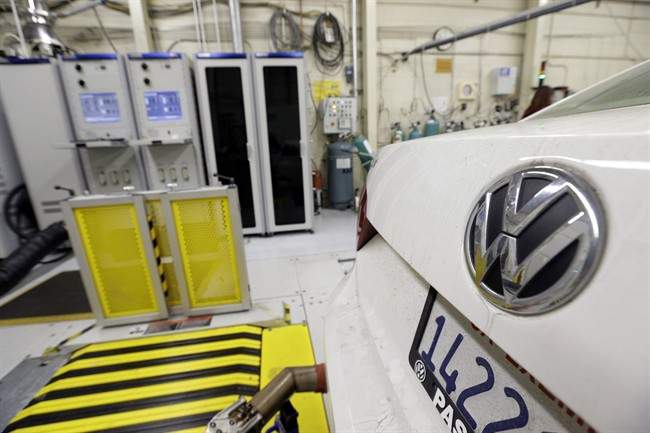A 2013 Volkswagen Passat with a diesel engine is evaluated at the California Air Resources Board emissions test lab.