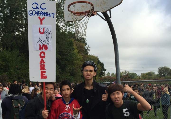 Students at Macdonald High School walked out of classes to support their teachers, Wednesday, October 7, 2015.