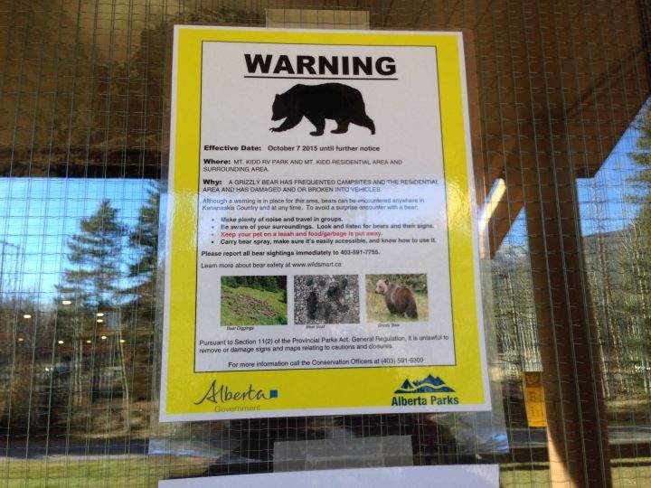 Mount Kidd bear warning