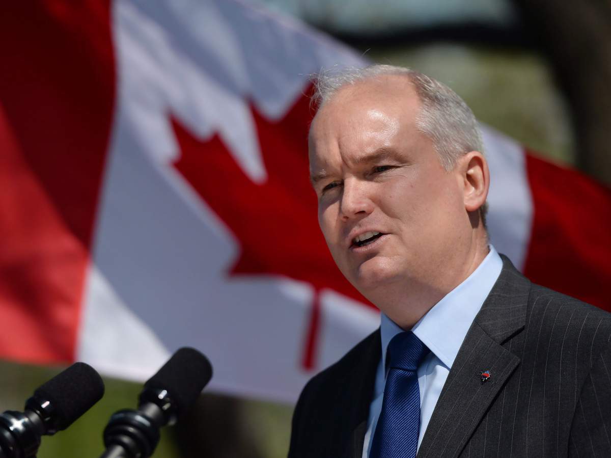 Veteran Affairs Minister Erin O'Toole makes an announcement related to the Government of Canada's commitment to honour Canadian Veterans and war dead for their service and sacrifices at a press conference in Ottawa on Tuesday, May 12, 2015. 
