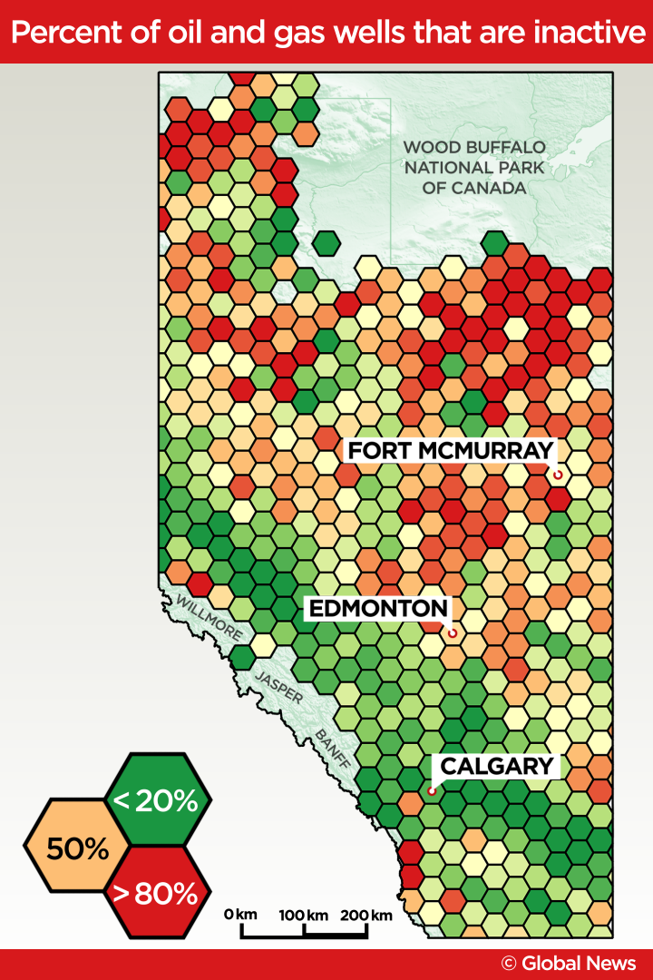 Map: Alberta littered with inactive oil and gas wells - image