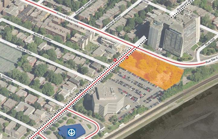 An aerial view of where the NDG Provigo project will be located, Thursday, October 8, 2015.