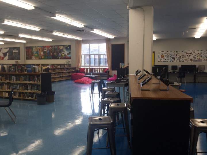 Empty classrooms at Riverdale High School after students walked out on classes to support teacher protests, Wednesday, October 7, 2015.