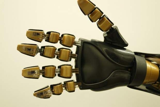 Model robotic hand with artificial mechanoreceptors