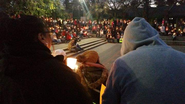 Hundred gather in candlelight for Sisters in Spirit vigil