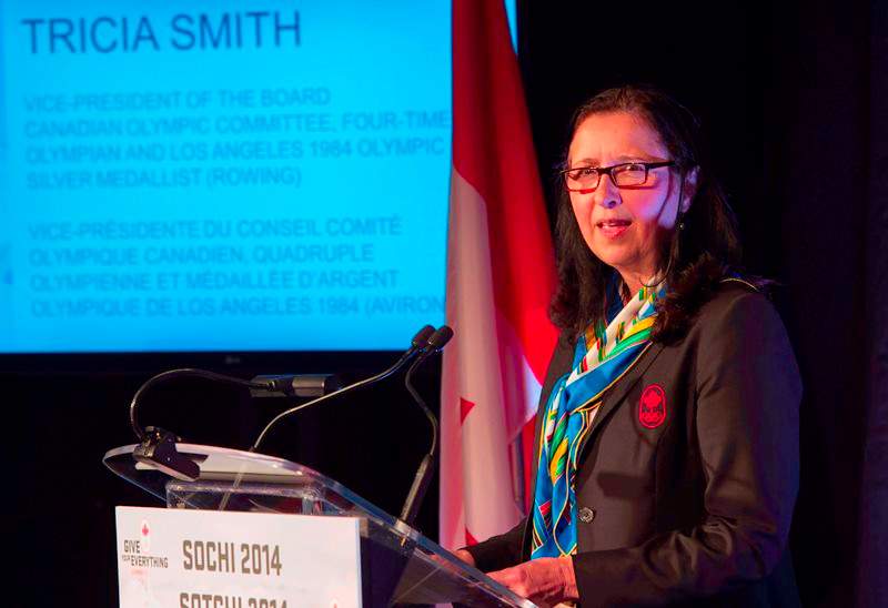 Tricia Smith at the Canadian Olympic Team Snowboard Team Announcement in Vancouver, British Columbia, Canada on Jan. 3, 2014.
