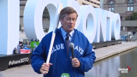 WATCH: John Tory tries the bat flip, but doesn’t work out quite as well as Jose Bautista