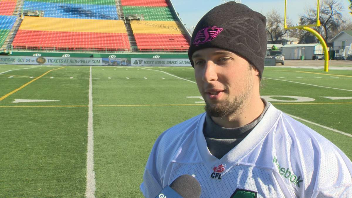 Tyler Crapigna will make his CFL debut Saturday against Edmonton.