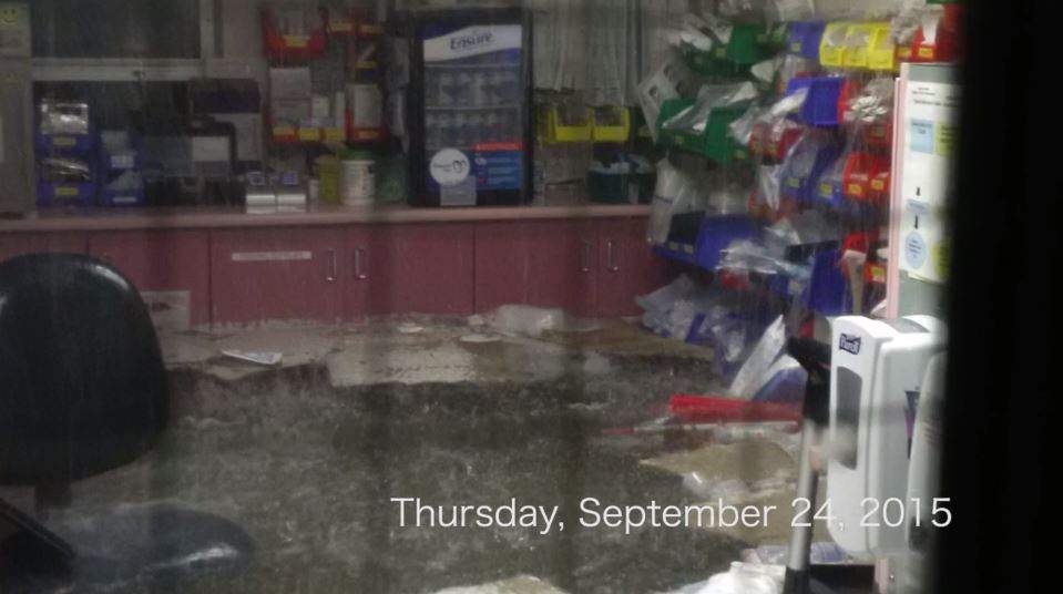 Flooding inside the Victoria General site of the QEII Health Sciences Centre in Halifax. Thursday, September 24, 2015.