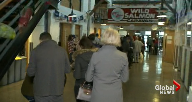 There were still some long lines at voting stations in Vancouver on Saturday.