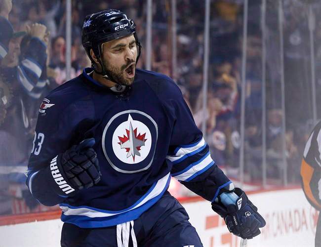 Dustin Byfuglien has been named the Winnipeg Jets nominee for the Bill Masterton Trophy.