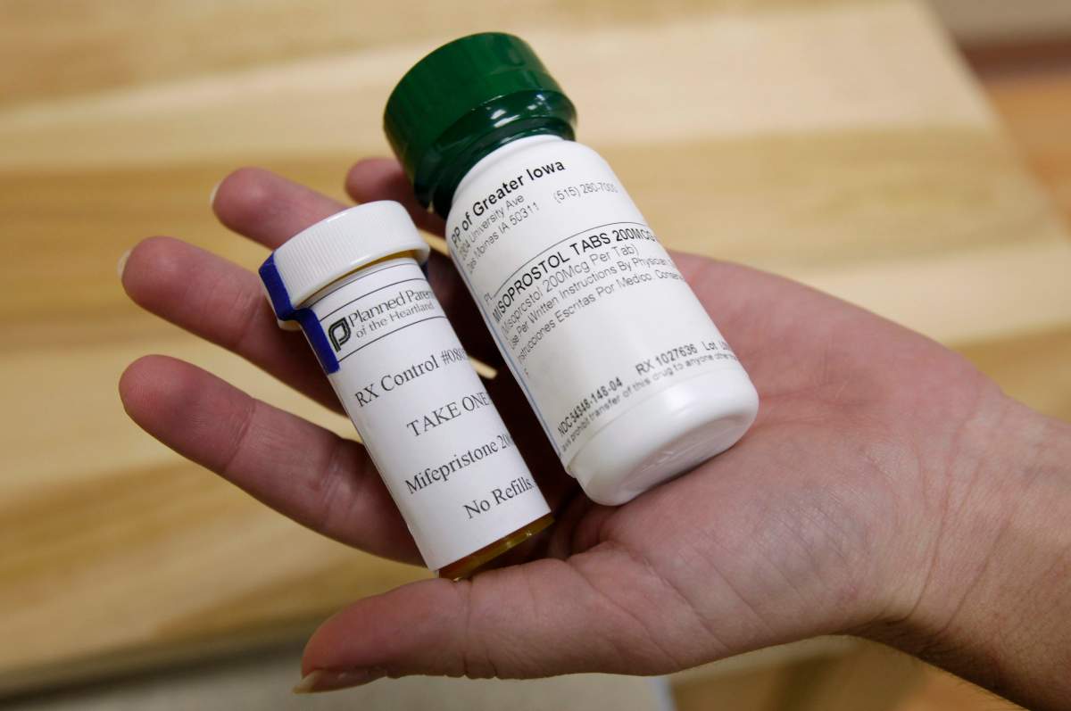 This Wednesday, Sept. 22, 2010 picture shows bottles of the abortion-inducing drug RU-486 in Des Moines, Iowa.