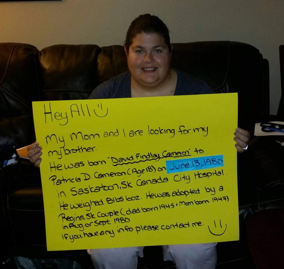 Kyla Towsley posted this photo on Facebook in hopes of reconnecting with her mother's son who was put up for adoption in 1980.