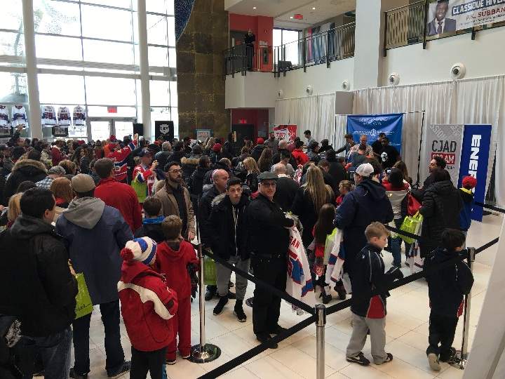 Hundreds of fans wait in line to get their limited edition Winter Classic jerseys signed by P.K. Subban at the Children’s Hospital. Sunday, Nov. 29, 2015.