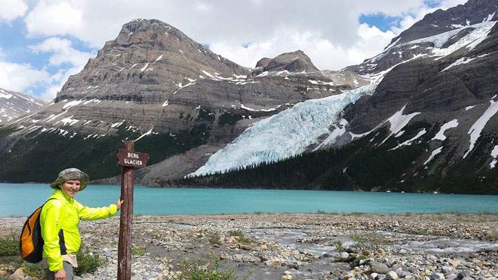 This photo shows Nancy Howse at Berg Lake. The couple hiked there as one of their side trips in 2015.