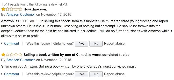 A comment on the Amazon page selling Paul Bernardo's book.