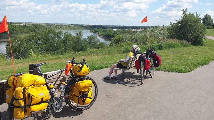 Here’s a photo of Nancy Howse taking a well-deserved rest along the South Saskatchewan River in Saskatoon this past summer.