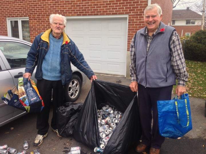 Maurice Parke and his neighbour Lynn Coughlin have raised thousands of dollars by collecting cans for charity, Friday, November 6, 2015.