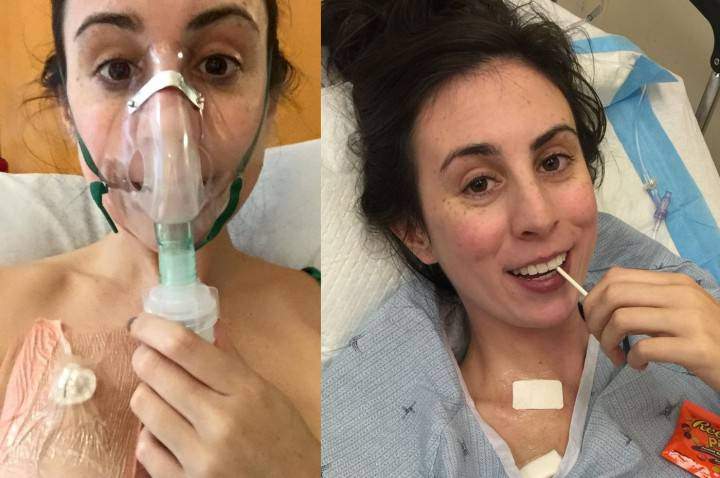 Chelsea Gagnon smiles from her hospital bed, Friday, November 27, 2015.