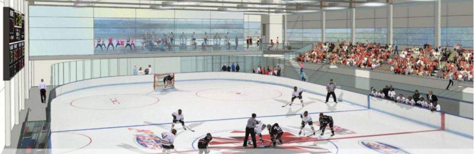 A conceptual drawing of the proposed arena expansion of Kal Tire Place in Vernon. 