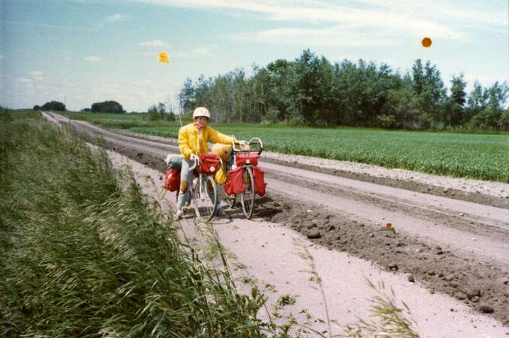 This photo shows Nancy Howse on a rural Saskatchewan road back in 1978.