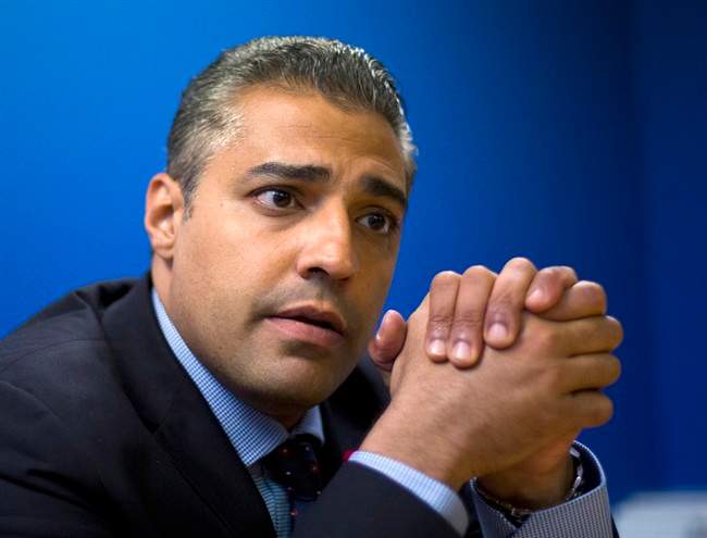 Mohamed Fahmy, a former Al-Jazeera journalist who was released from prison in Egypt last month, is shown during and interview with The Canadian Press in Ottawa Monday, November 9, 2015.