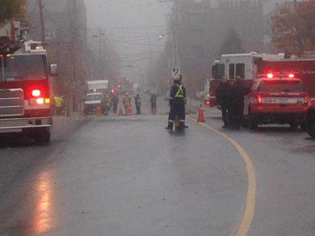 Crews respond to a gas leak on Hollis Street in Halifax on November 6.