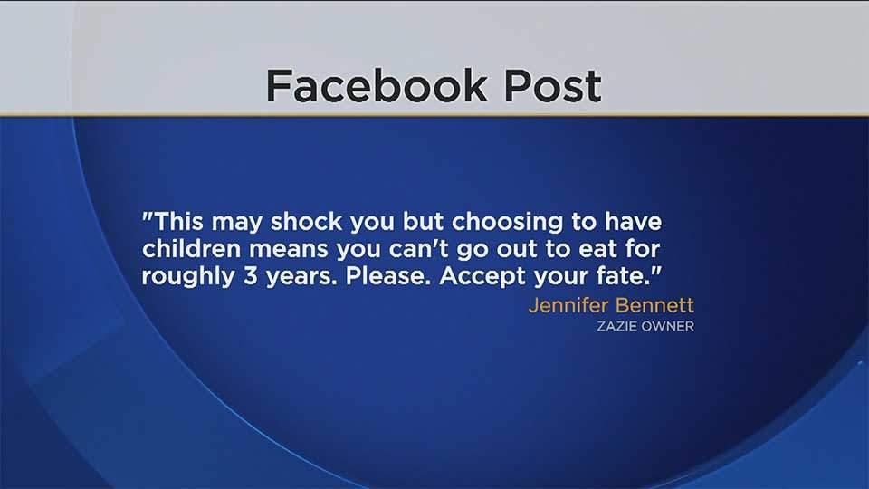 An anti-toddler Facebook tirade intended to be private has blown up in the face of well-known San Francisco restaurant owner Jen Bennett.