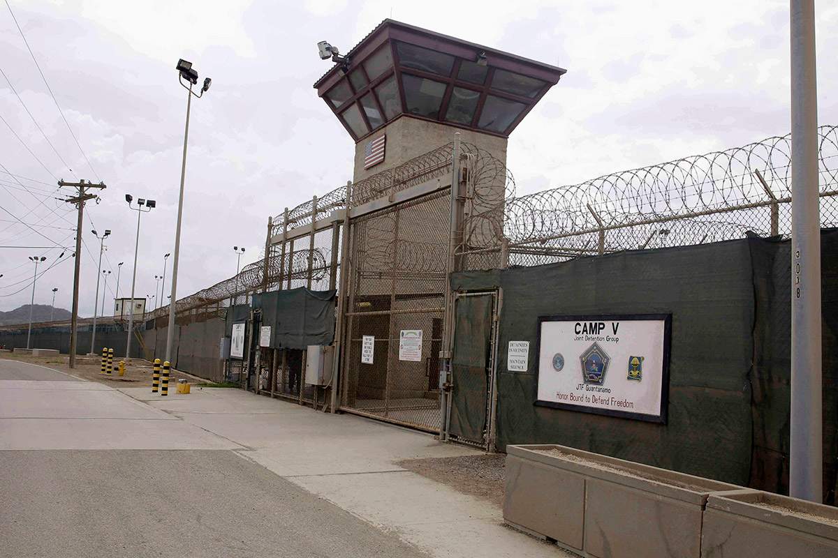 In this June 7, 2014 file photo, the entrance to Camp 5 and Camp 6 at the U.S. military's Guantanamo Bay detention center, at Guantanamo Bay Naval Base, Cuba. 