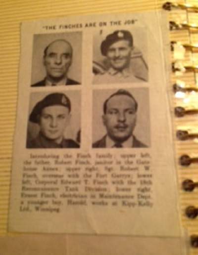 Father, Robert Finch and all three sons Robert, ET adn Ernest served int he Second World War.