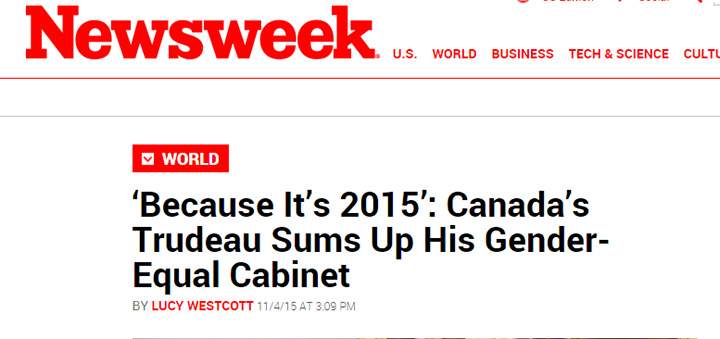 ‘Because it’s 2015’: Trudeau’s gender-equal cabinet makes headlines around world, social media - image