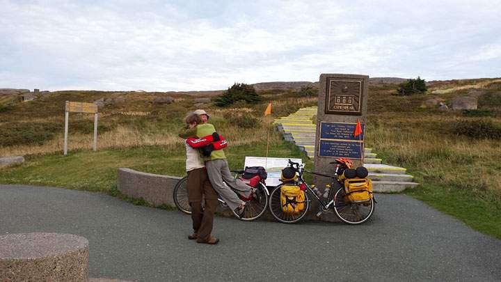 Here’s the couple celebrating on Oct. 6, 2015 after reaching Cape Spear, Newfoundland.
