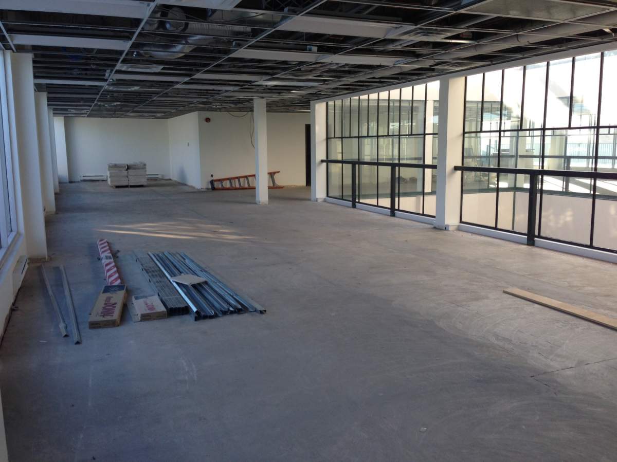 An empty floor in an office building near Calgary City Hall.