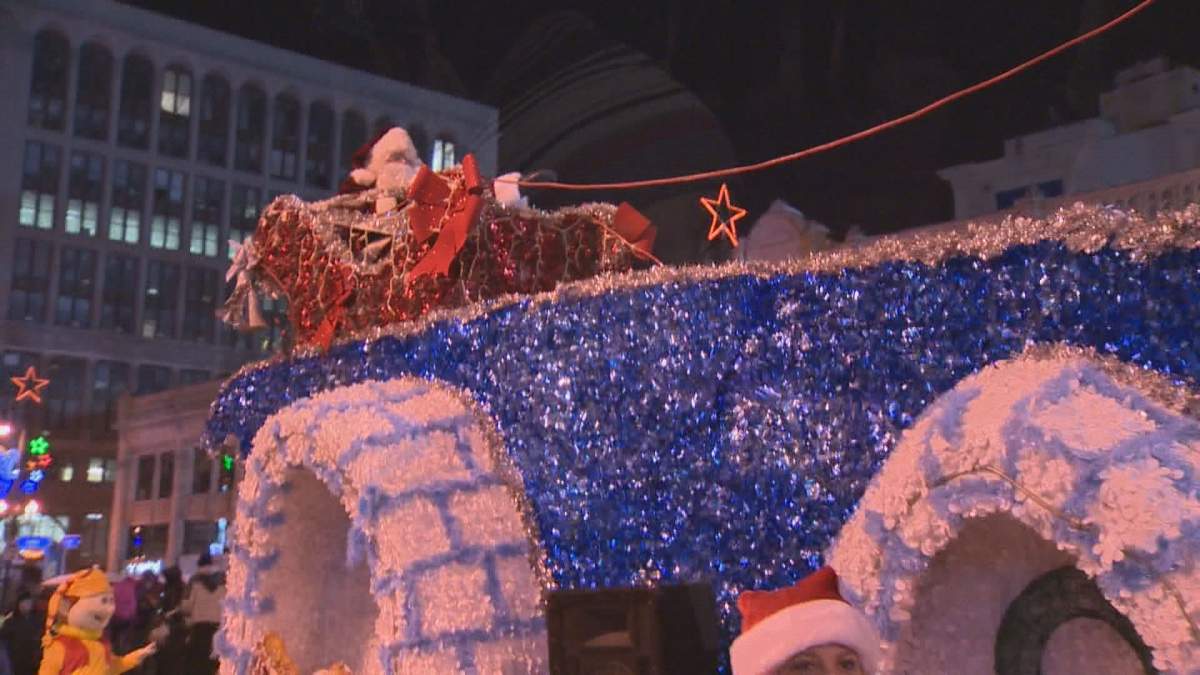 Santa Claus on his float during the Winnipeg Santa Claus Parade in 2017.
