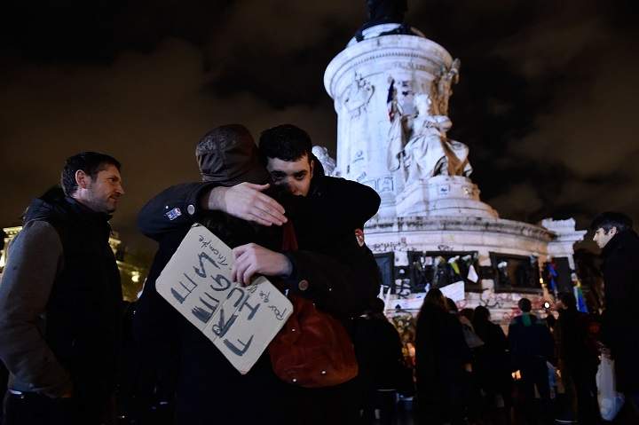 People gather November 20, 2015 in Paris, France.