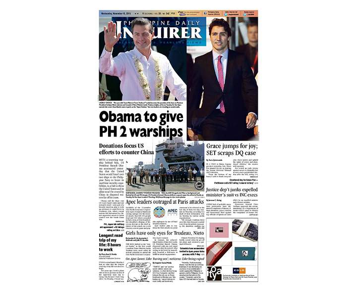Team Nieto or Team Trudeau? Manila newspaper asks burning question.