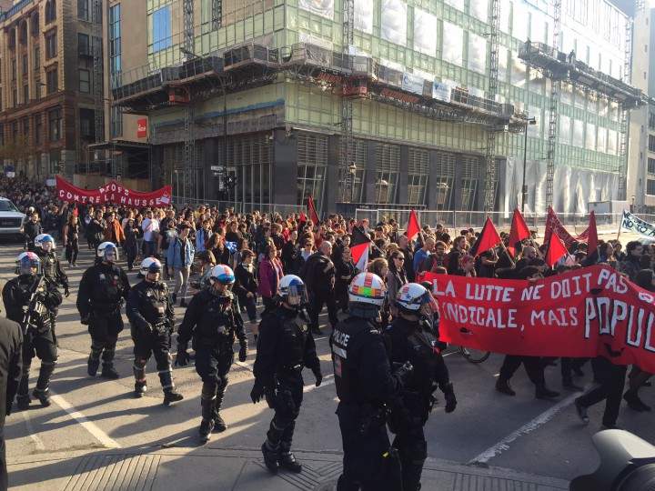 Students march to protest austerity in Quebec, Thursday, November 5, 2015.