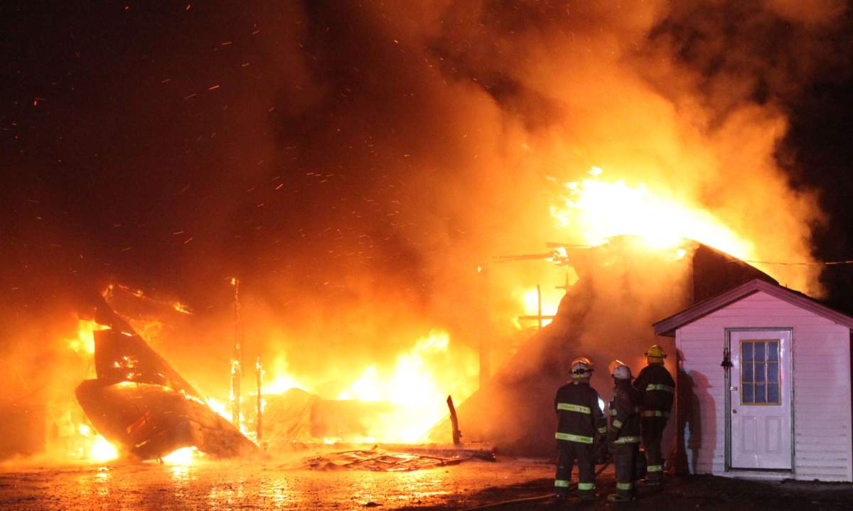 A shop full of vintage tractors was destroyed by fire on a rural central Alberta property west of Rimbey, Alta. November 16, 2015.
