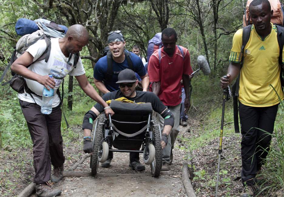 Spencer West and his group during their climb of Mt. Kilimanjaro in 2012.