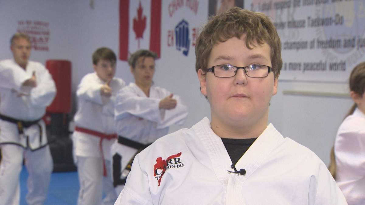 Beckham Boutilier said kicking and punching were a couple of his favourite taekwondo moves.
