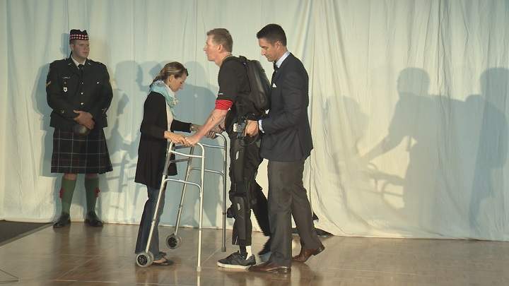 This is a first because up until now, exoskeletons were only used on patients with spinal cord injuries.
