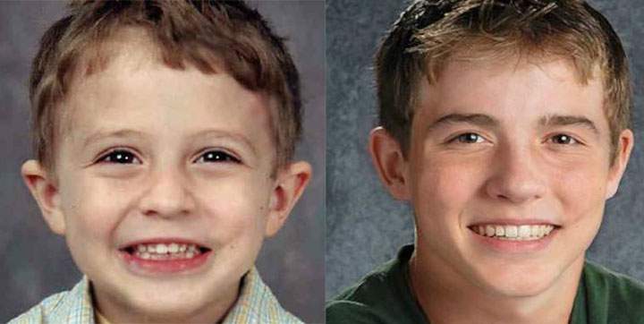 On the left is Julian Hernandez when he was 5. On the right is a digitally age-enhanced photo.
