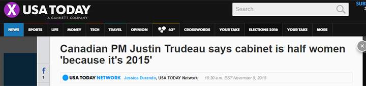 ‘Because it’s 2015’: Trudeau’s gender-equal cabinet makes headlines around world, social media - image