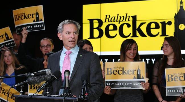 Salt Lake City Mayor Ralph Becker speaks to supporters at an election party Tuesday, Nov. 3, 2015, in Salt Lake City.