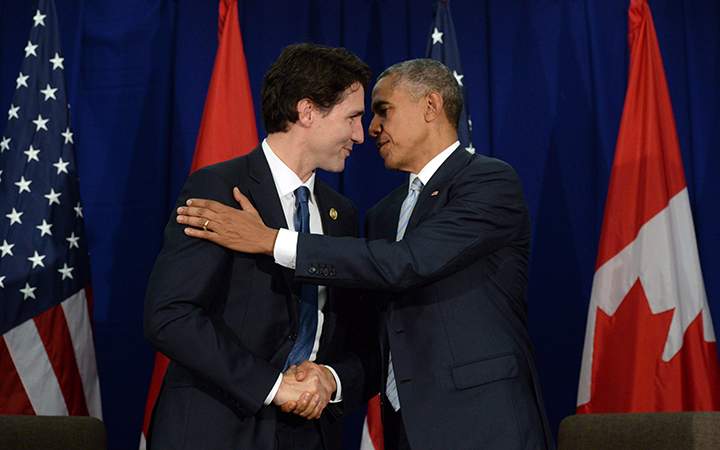 Canadian Prime Minister Justin Trudeau takes part in a bilateral meeting with U.S. President Barack Obama at the APEC Summit in Manila, Philippines on Thursday, November 19, 2015. 