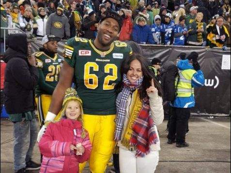 Eskimos Guard Chris Greaves pleads for the return of his Grey Cup worn jersey. 