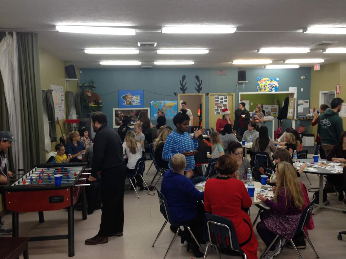 Big Brothers and Big Sisters members hang out on a Friday afternoon.